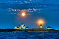 Worm Moon over Point Judith Lighthouse