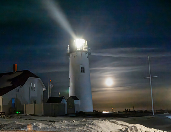 CHATHAM LIGHT UNDER SNOWMOON-